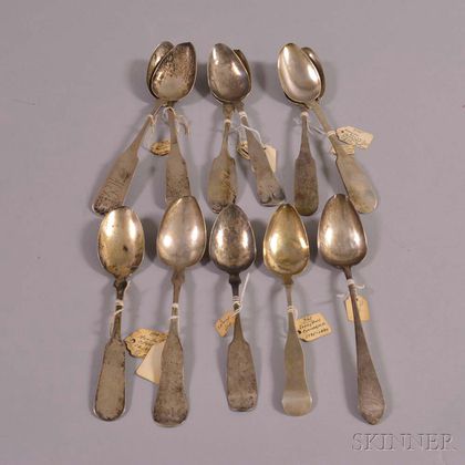Eleven Coin Silver Tablespoons