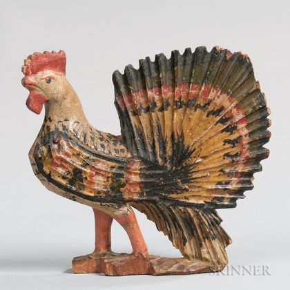 Carved and Polychrome-painted Rooster