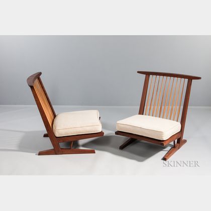 Two George Nakashima (1905-1990) Conoid Lounge Chairs 