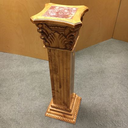 Modern Carved Wood Pilaster-form Pedestal