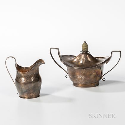 Georgian Sterling Silver Creamer and Covered Sugar