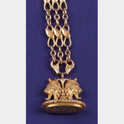 Art Nouveau 14kt Gold Watch Fob and Chain, Carter Howe & Co.