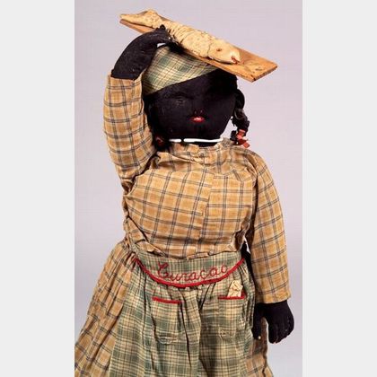 Large Black Wool Doll from Curacao