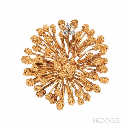 Retailed by Marcus & Co., 18kt Gold and Diamond Brooch