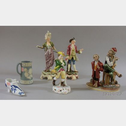 Six Assorted Decorated Ceramic Figural and Table Items