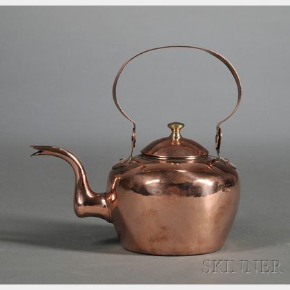 Small Copper and Brass Tea Kettle