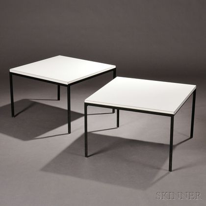 Two Florence Knoll T Angle End Tables 