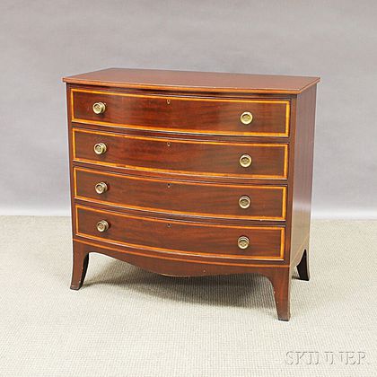 Federal-style Inlaid Mahogany Bow-front Chest of Drawers