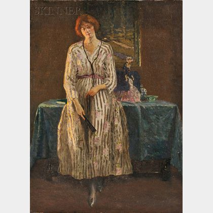 William Edgar Spader (American, 1875-1954) Portrait of Woman in an Interior