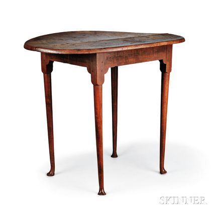 Red-painted Maple Oval-top Tea Table