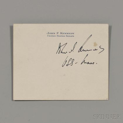 Kennedy, John F. (1917-1963) Signed Senate Card.