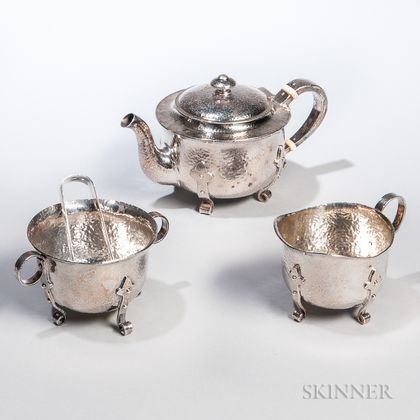 Dominick & Haff Arts and Craft's Tea Set with Tongs 