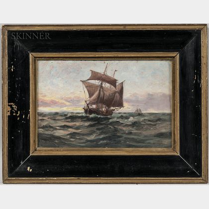 C. Myron Clark (American, 1858-1925) Ship at Sundown