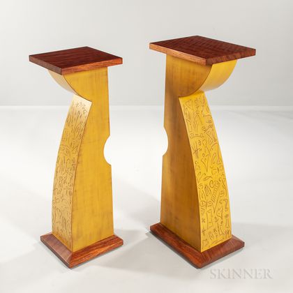 Two Mark Del Guidice "Tango" Pedestal Tables