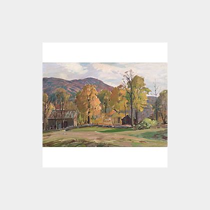 Aldro Thompson Hibbard (American, 1886-1972) Autumn Landscape with a Distant Farm