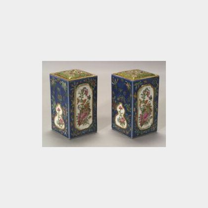 Pair of Chinese Porcelain Rose Canton Bough Pots. 