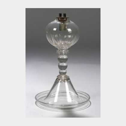 Colorless Blown Molded and Free-blown Glass Petticoat Lamp