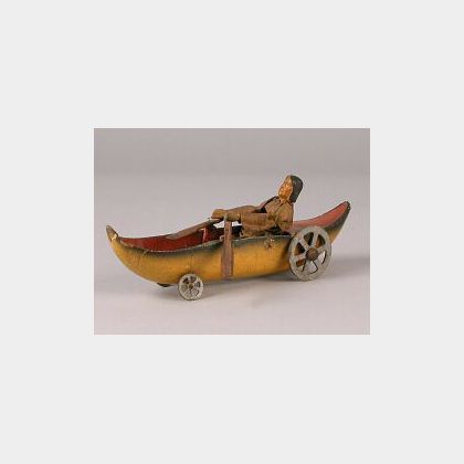 Papier-mache Toy Boat with Doll