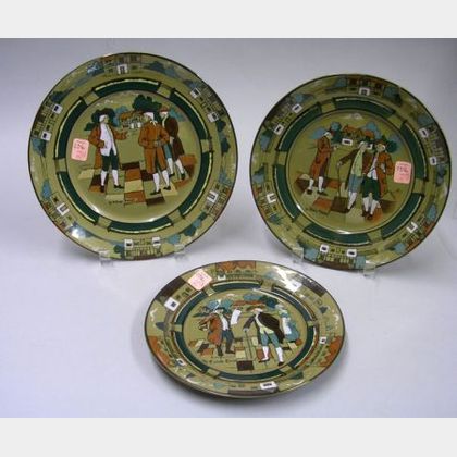 Three 1908-1909 Graduated Buffalo Pottery Deldare Ware Plates