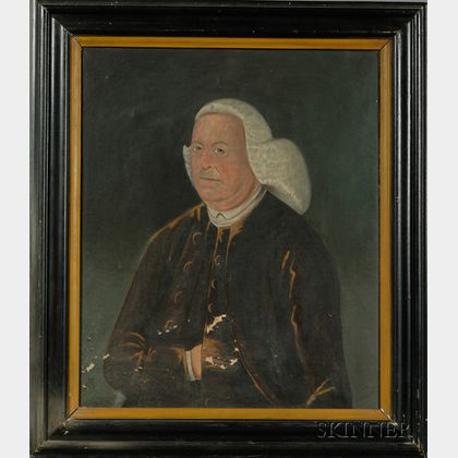 American School, 18th Century Portrait of a Gentleman Wearing a Powdered Wig.