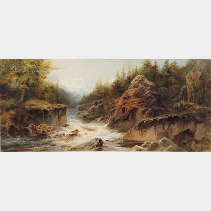 Arthur Croft (British, 1828-c. 1893) The Path Along the Mountain Torrent