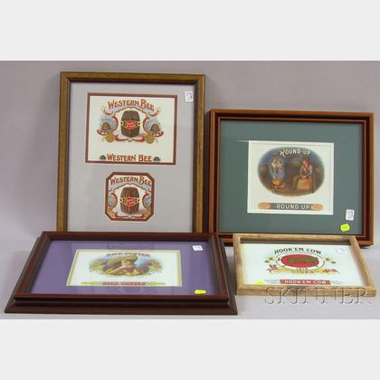 Five Framed 1920s-1930s Chromolithograph Cigar Box Labels