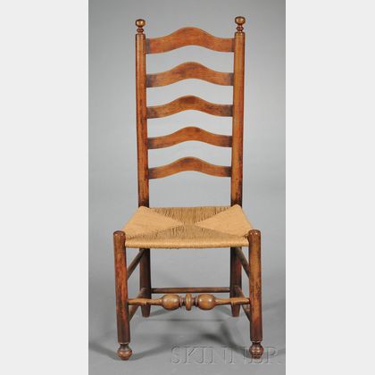 Red-painted Slat-back Side Chair