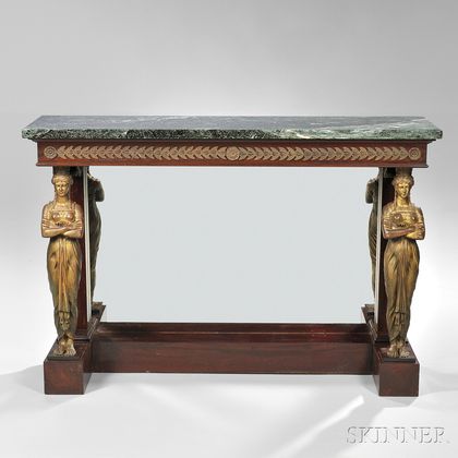 French Empire-style Marble-top Mahogany Pier Table