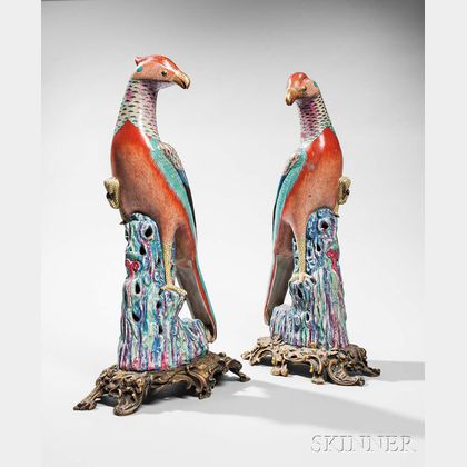 Pair of Chinese Porcelain Pheasants on Stands