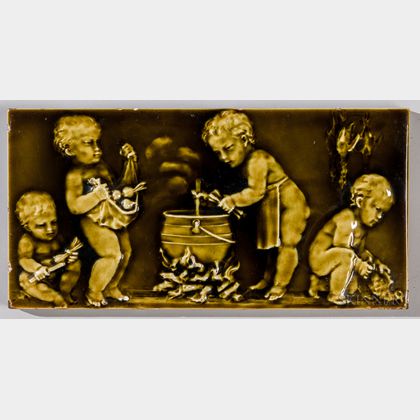 Trent Tile Co. Art Pottery Tile with Putti 