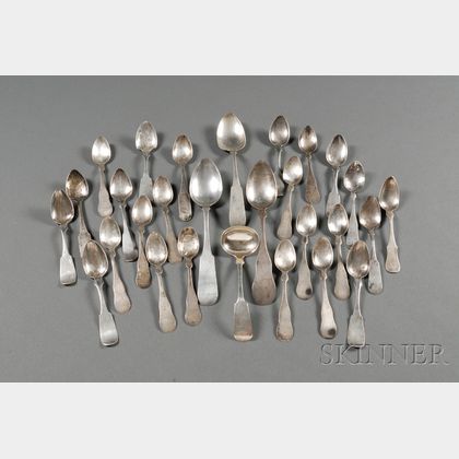 Twenty-eight Assorted Coin Silver Spoons