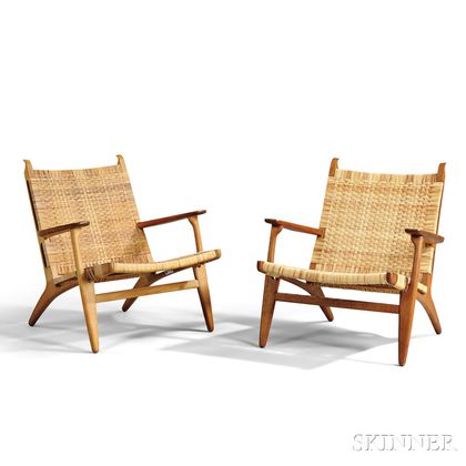 Pair of Hans Wegner CH27 Lounge Chairs 