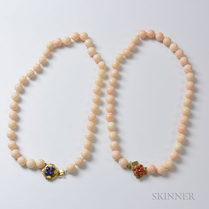 Two Angelskin Coral Bead Necklaces