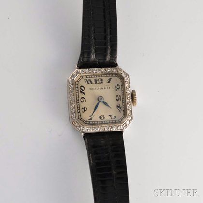 Lady's Charlton & Co. Platinum and Diamond Wristwatch
