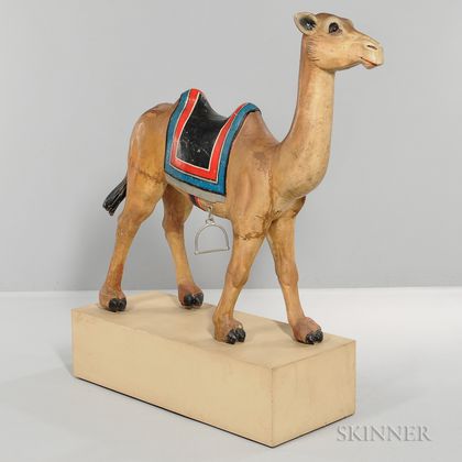Carved and Painted Wood Carousel Figure of a Saddled Camel