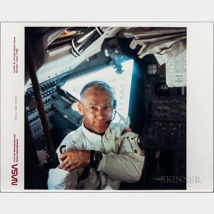 Apollo 11, Buzz Aldrin Weightless inside the Lunar Module Eagle, [and] Interior of LM, July 20, 1969.