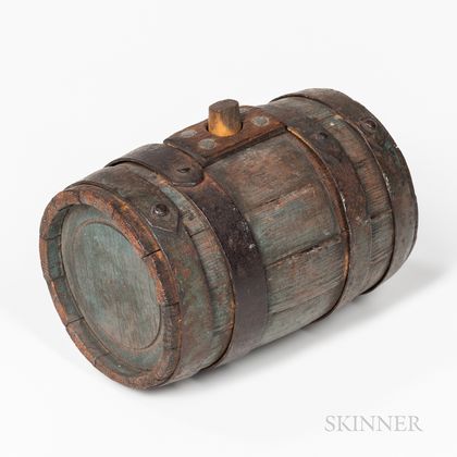 Small Blue-painted Barrel Form Canteen