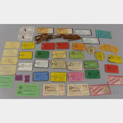 Group of Vintage Holy Cross College and Collegiate Ticket Stubs, Worcester Golf Course Tags, and Ephemera