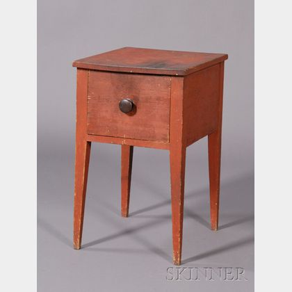 Red-painted Pine One-Drawer Stand