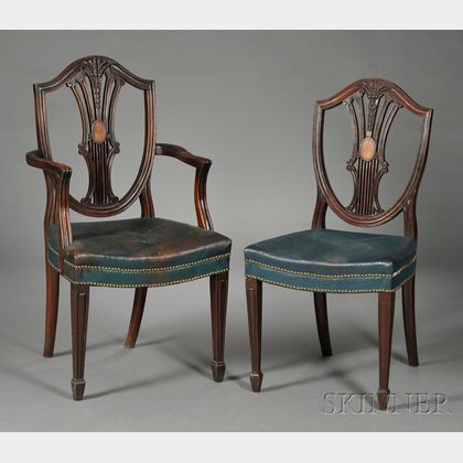 Twelve Hepplewhite-style Shield-back Mahogany Dining Chairs