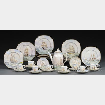 Royal Crown Derby Hand-painted Porcelain Coffee Set