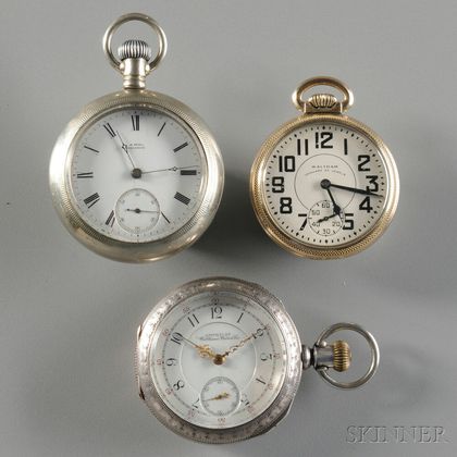 Three Waltham Open Face Watches