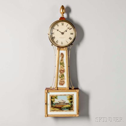 Joshua Wilder Gilt-front Patent Timepiece or "Banjo" Clock