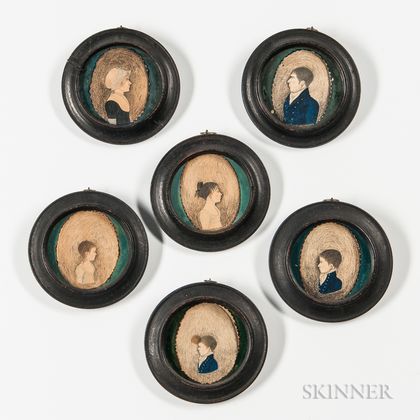 Attributed to Mary Way (New London and New York, 1769-1833) Set of Six Miniature Portraits of Members of the King Family