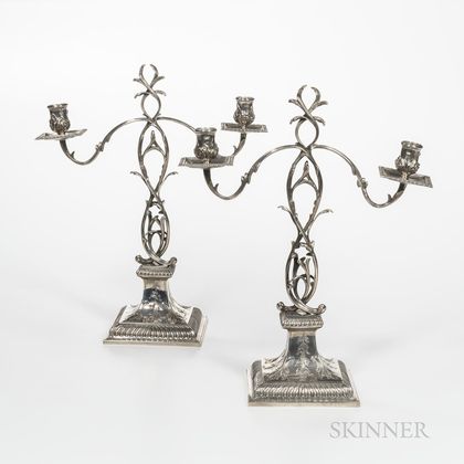 Pair of Edward VII Sterling Silver Two-light Candelabra