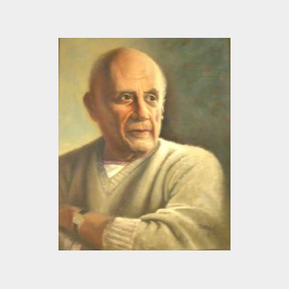 Framed Oil Portrait of Picasso
