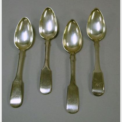 Set of Four Russian Silver Tablespoons