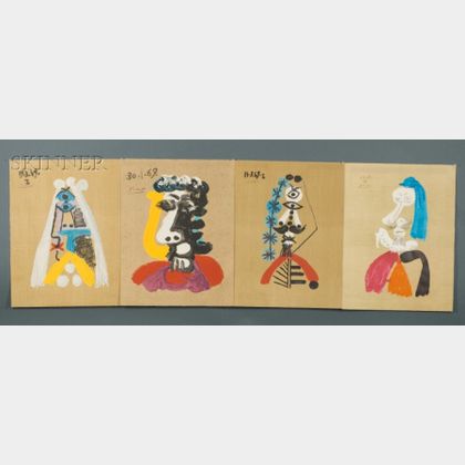 After Pablo Picasso (Spanish, 1881-1973) Lot of Four Portraits