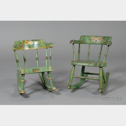 Two Painted and Decorated Children's Rocking Chairs