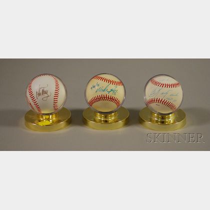 Three Boston Red Sox Player Autographed Baseballs